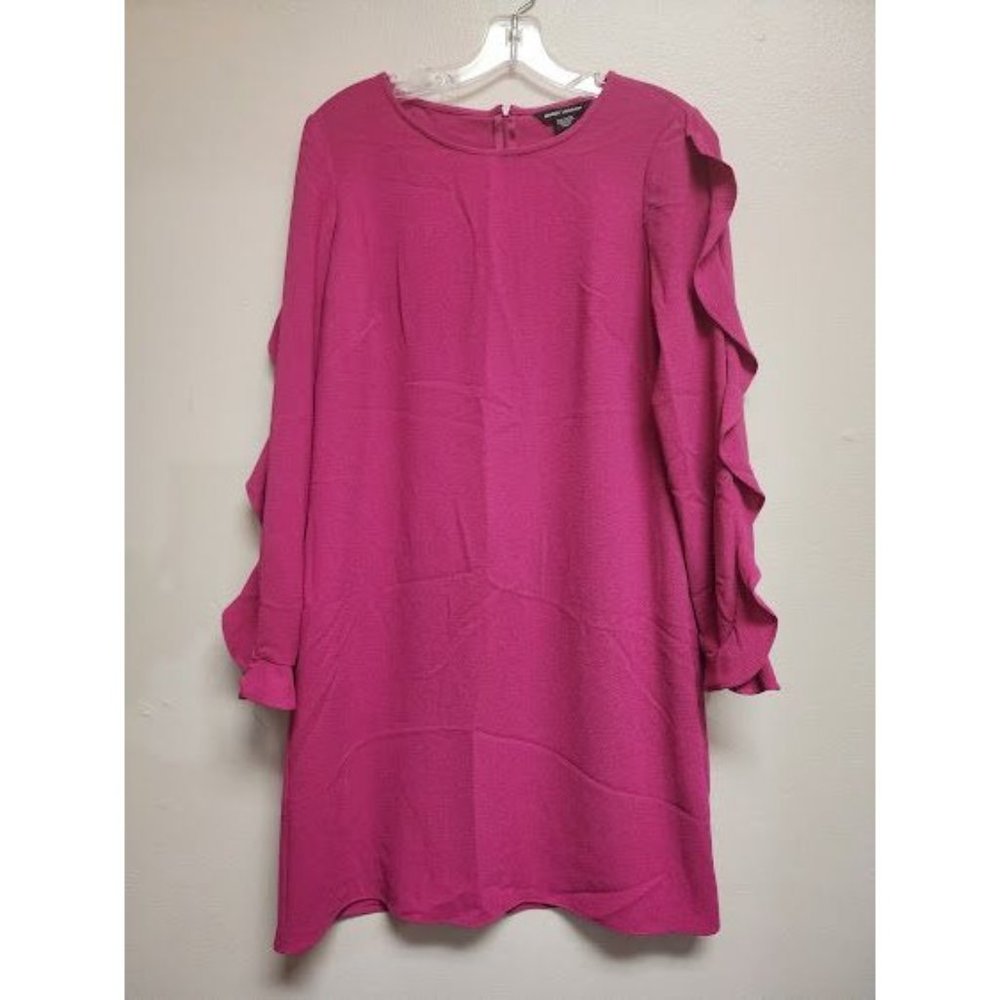 Maggy London Pink Dress Size 6 Ruffle Long Sleeve Dress